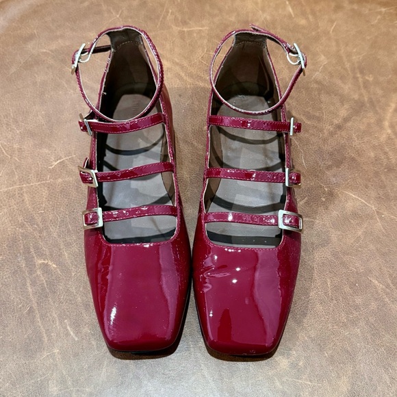 Alohas Luke Patent Leather Mary Jane Flats in Wine Burgundy Red - Picture 2 of 8